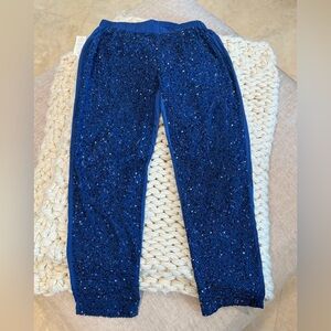 NWOT PINKO authentic blue trousers - front part sequins,back part satin size 4